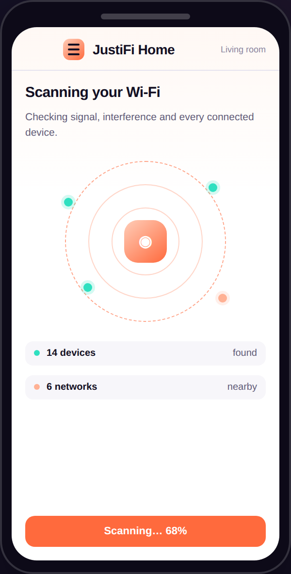 JustiFi Home: Scan from the affected room
